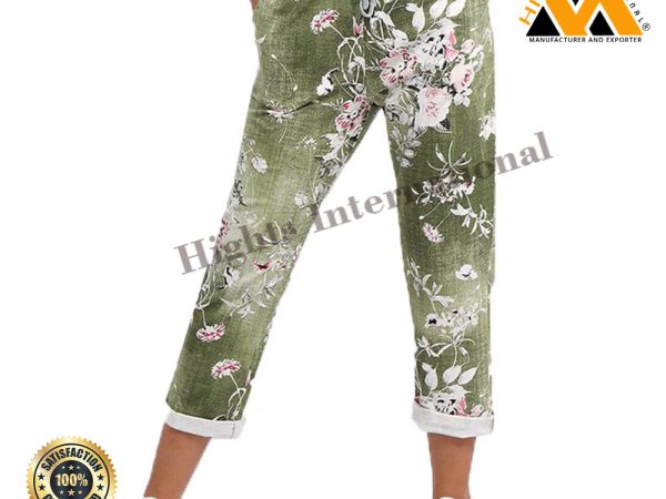 Ladies Floral Print Italian Trousers