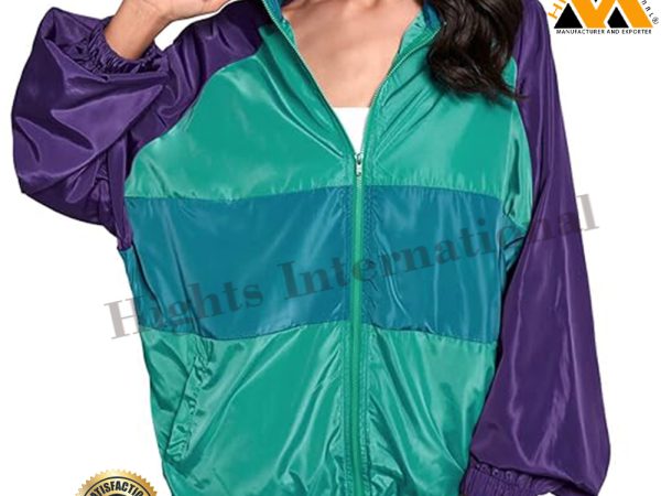 Women Patchwork zipper windbreak jacket